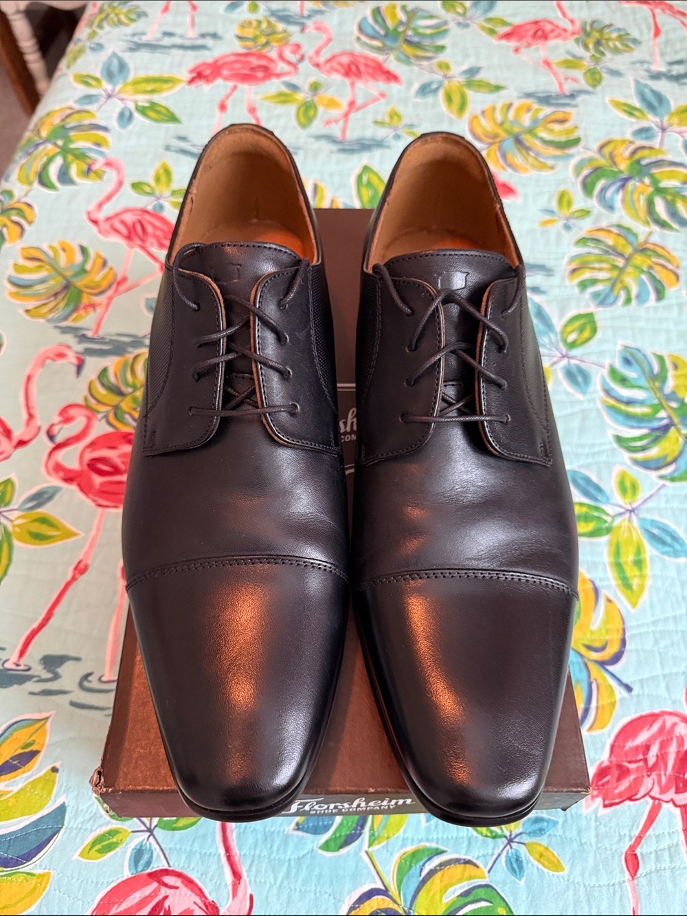 Florsheim Black Postino Cap-Toe Dress Shoes for Men